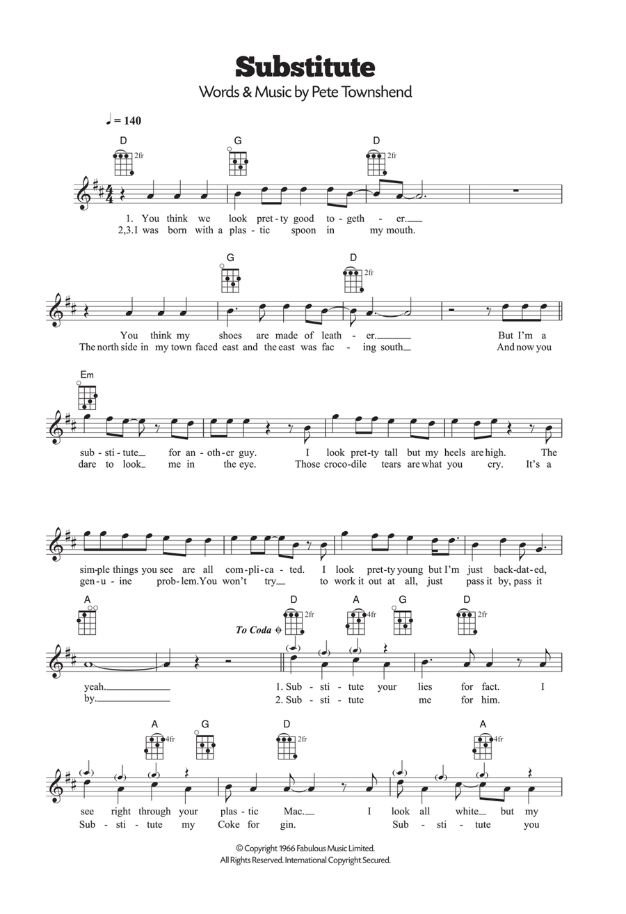 Substitute Substitute Ukulele scores gallery preview page 1