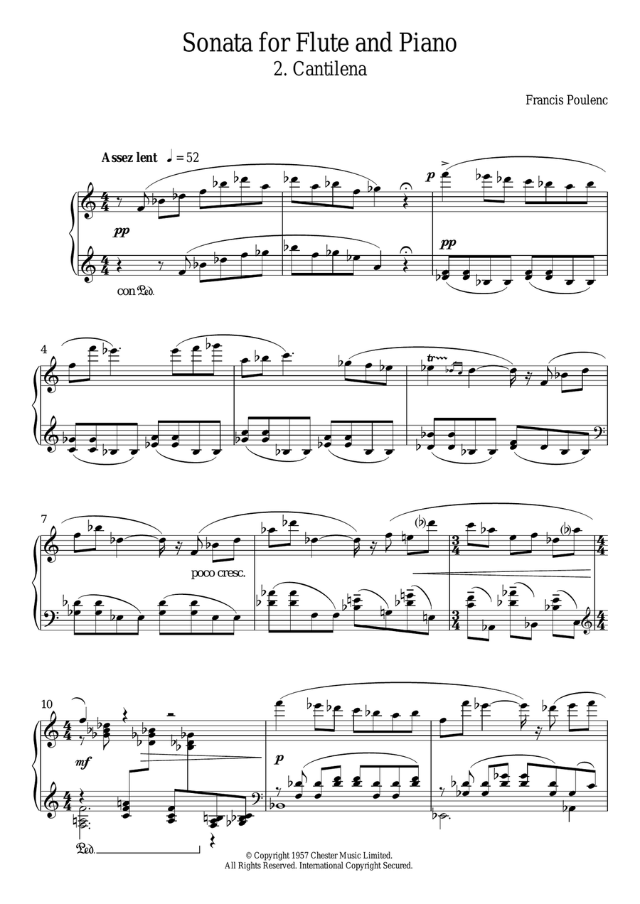 Sonata For Flute, 2nd Movement 'Cantilena: Assez Lent' Flute scores gallery preview page 1