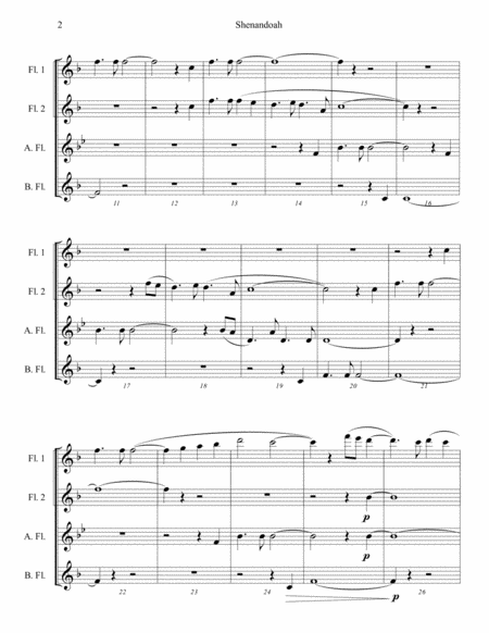 Shenandoah for flute choir