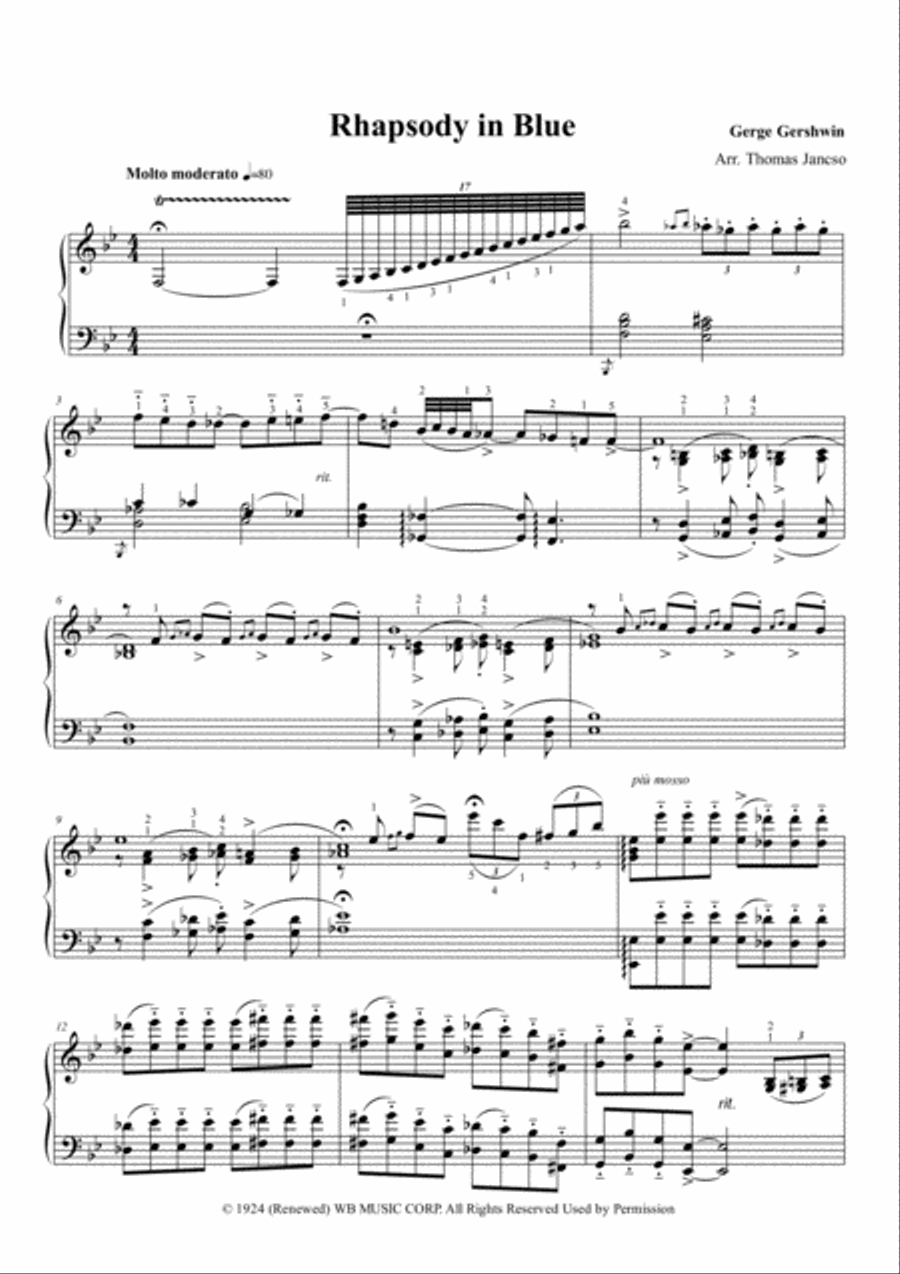 Rhapsody In Blue Piano Solo scores gallery preview page 1