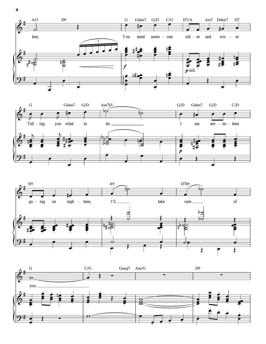 Sixteen Going On Seventeen Piano, Vocal scores gallery preview page 4
