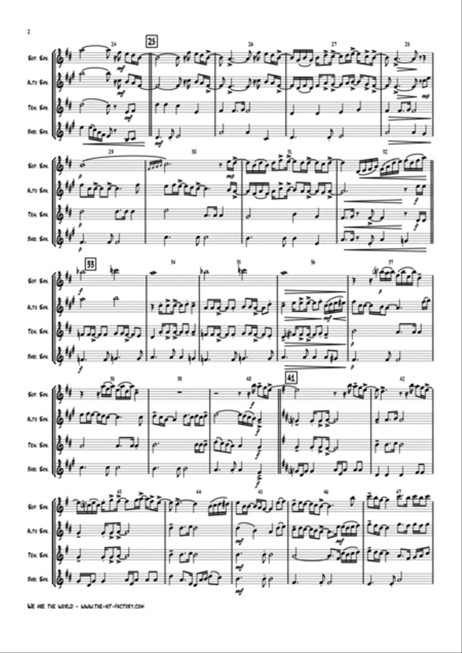 We Are The World Woodwind Quartet scores gallery preview page 2