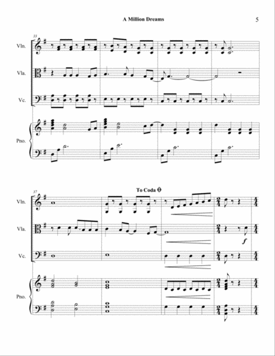 A Million Dreams A Million Dreams Piano Quartet scores gallery preview page 6