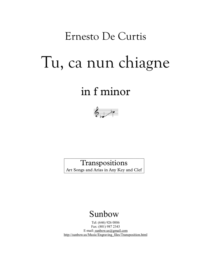 Curtis: Tu ca nun chiagne (transposed to f minor) Voice scores gallery preview page 1
