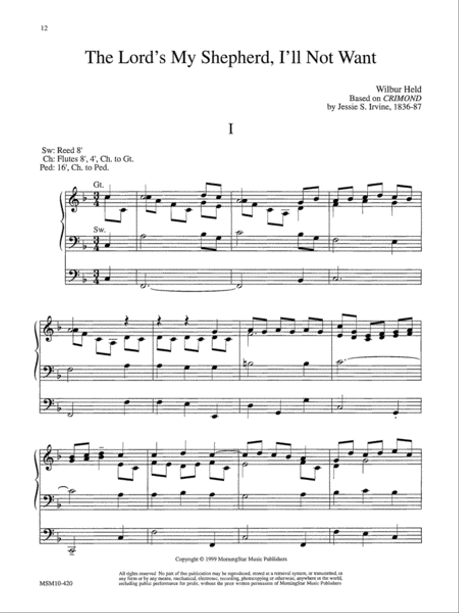 The Lord's my Shepherd, I'll Not Want Organ scores gallery preview page 1