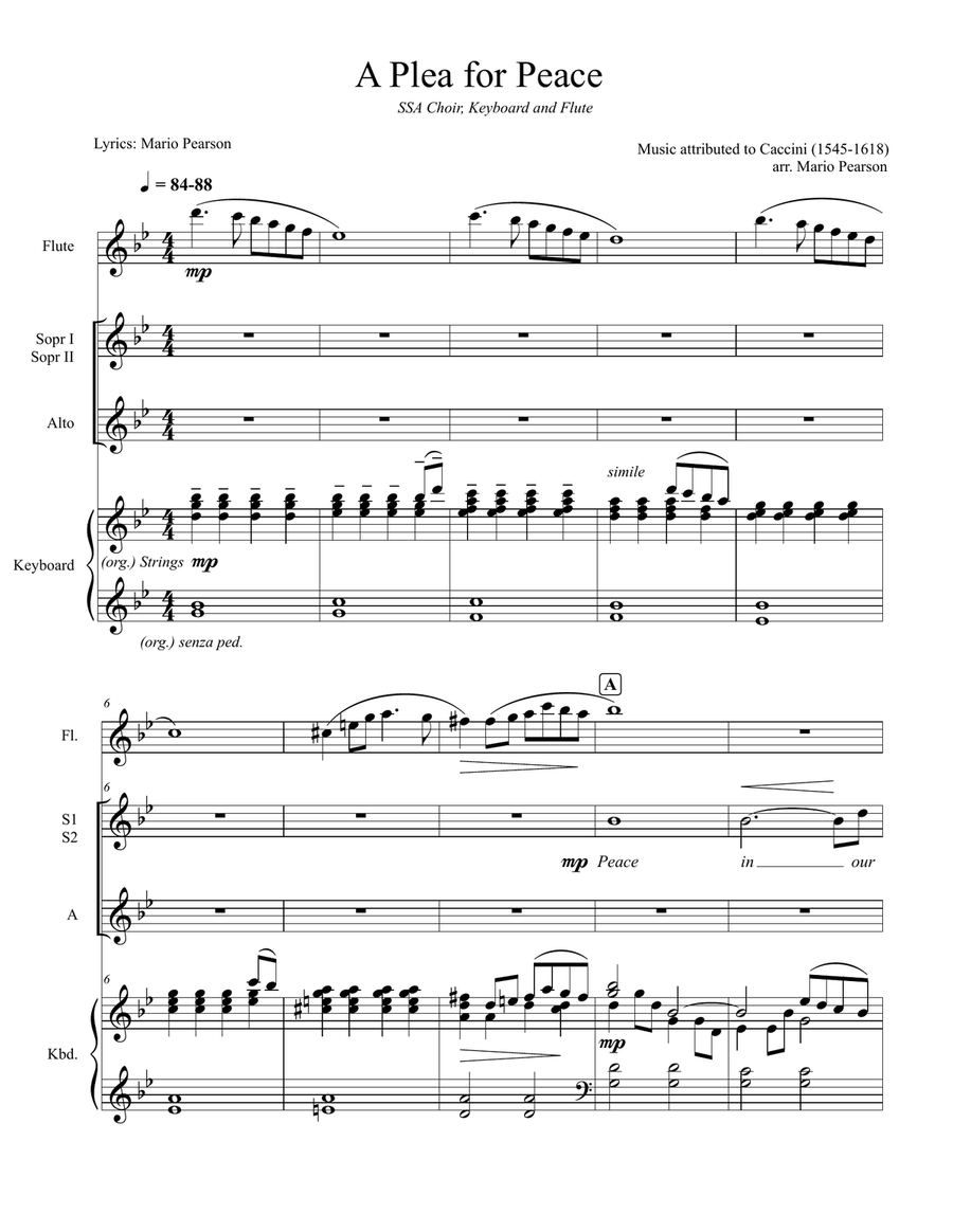 A Plea for Peace SSA scores gallery preview page 1