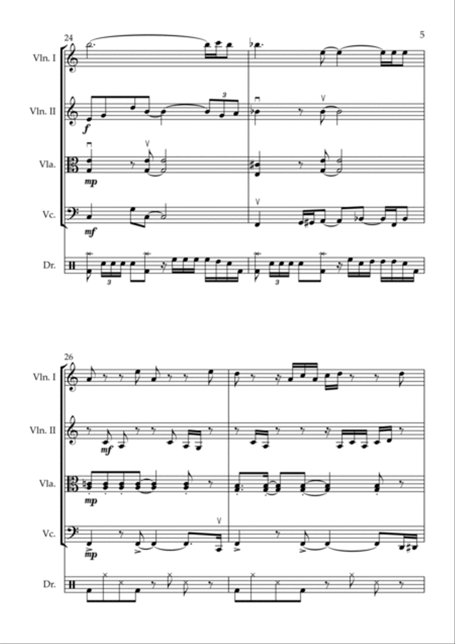 Leave The Door Open String Quartet scores gallery preview page 5