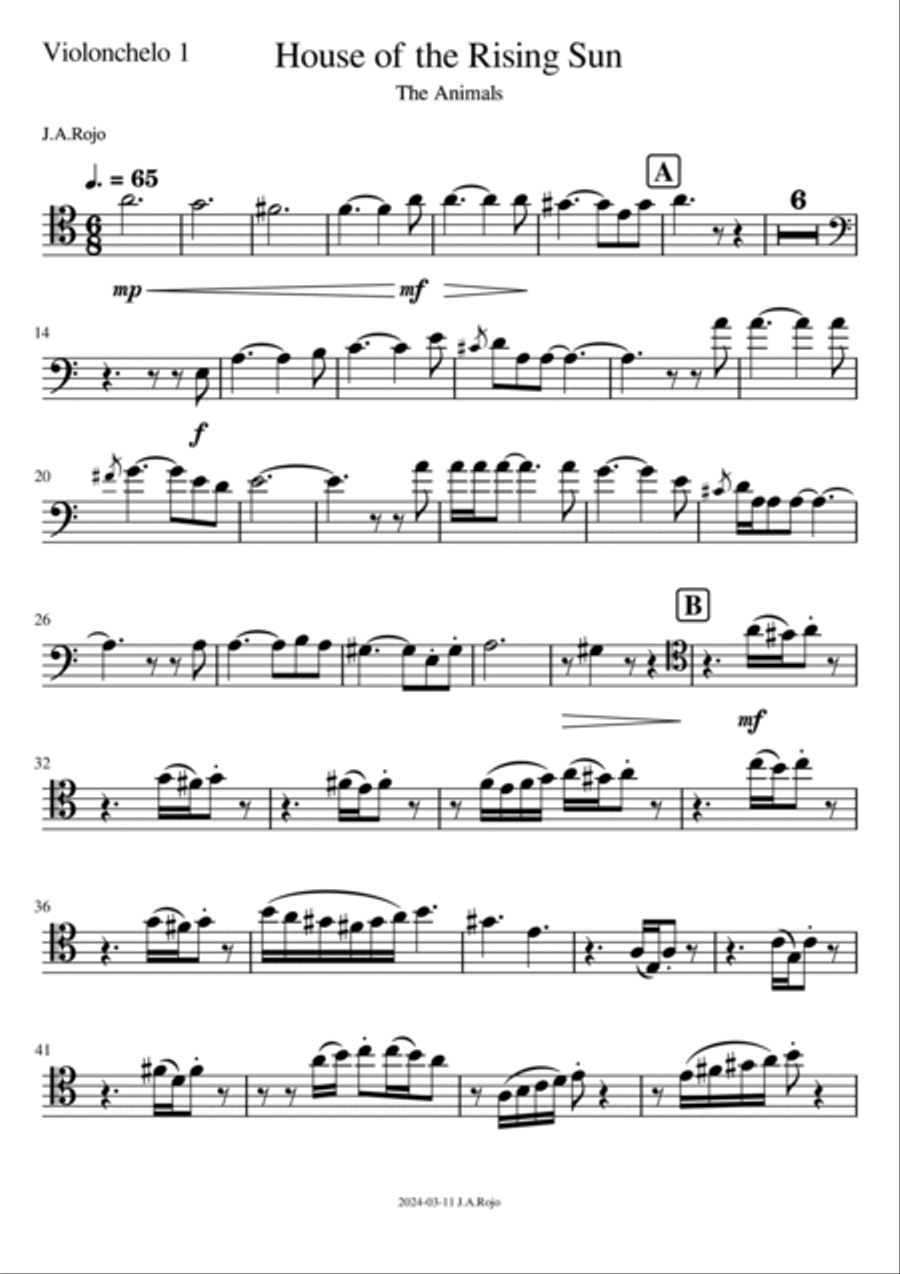 The House Of The Rising Sun String Quartet scores gallery preview page 6