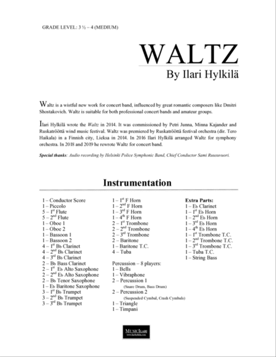 Waltz (for concert band) Concert Band scores gallery preview page 2