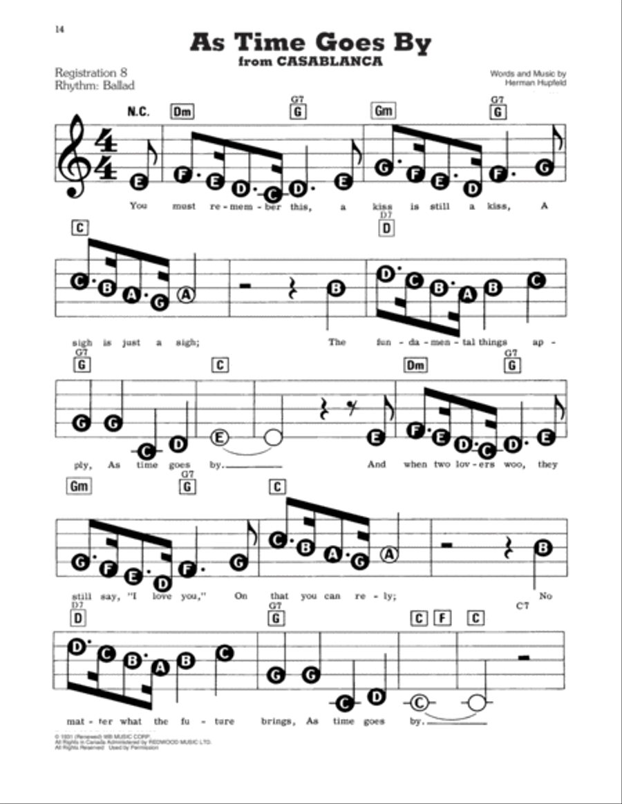 As Time Goes By Electronic Keyboard scores gallery preview page 1