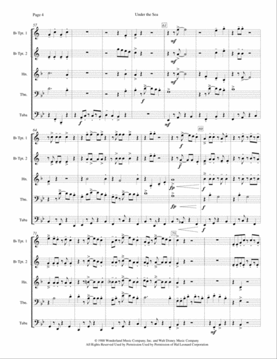 Under The Sea Brass Ensemble scores gallery preview page 6