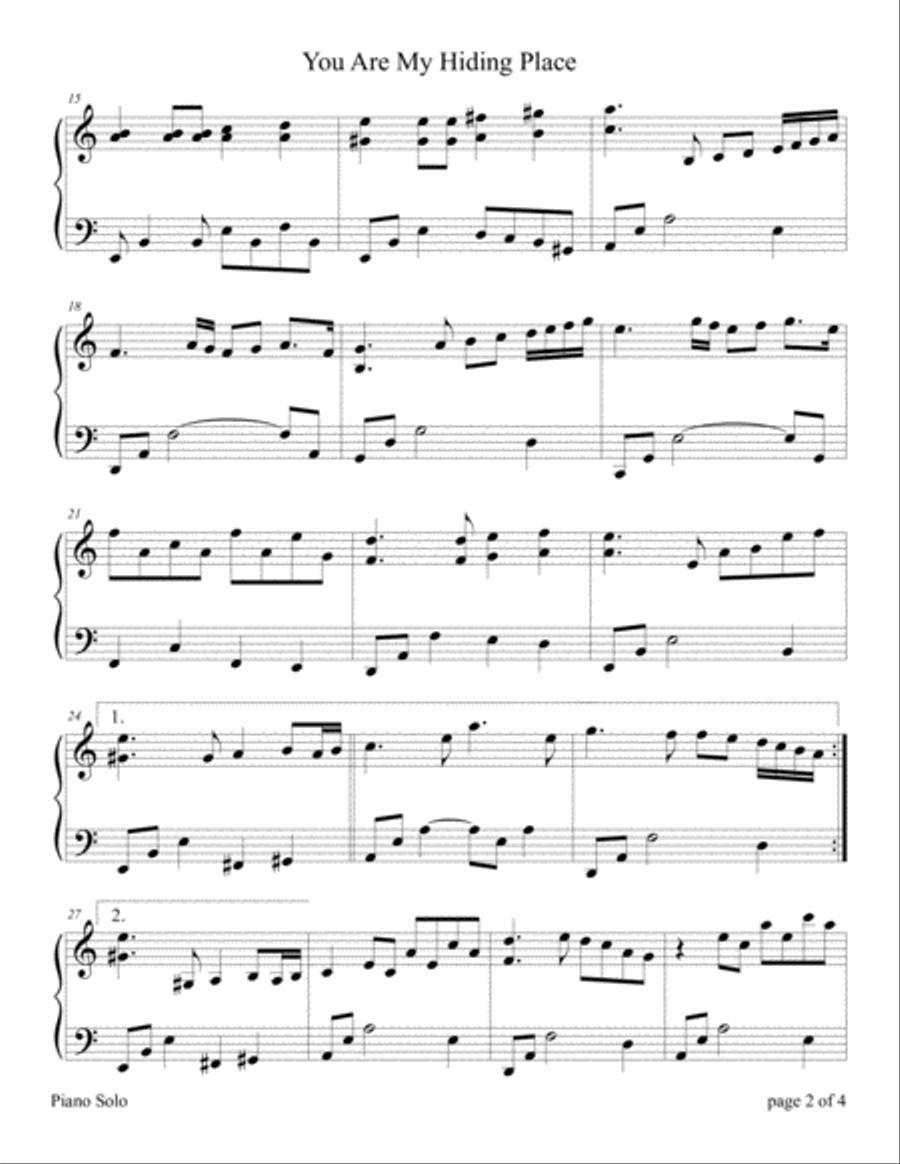 You Are My Hiding Place Piano Solo scores gallery preview page 2