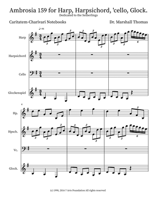 Ambrosia 159 for Harp, Harpsichord, 'cello, Glock.