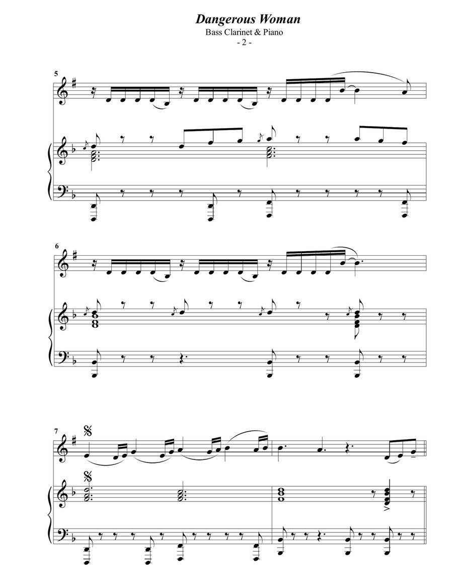 Dangerous Woman Bass Clarinet scores gallery preview page 2