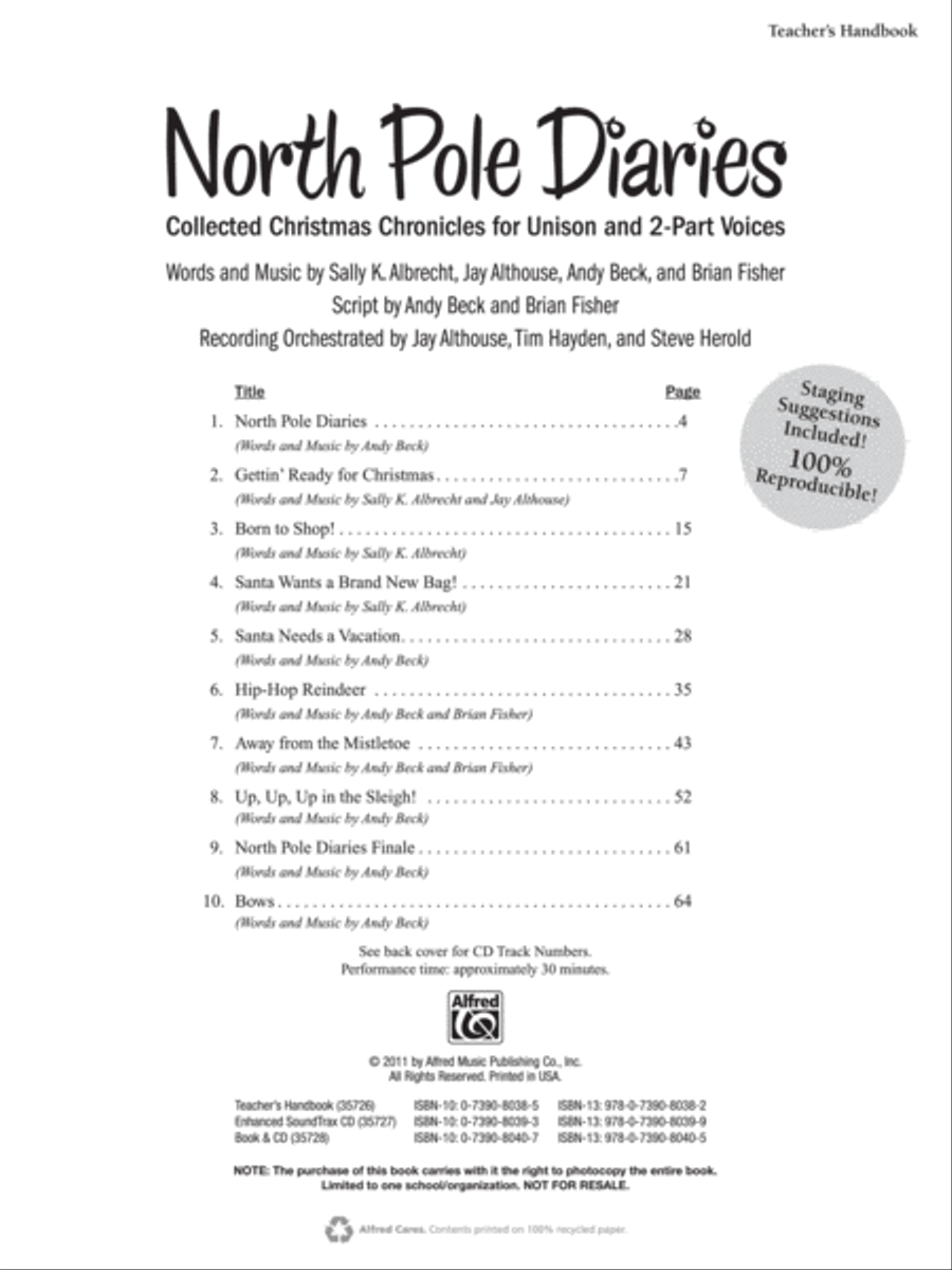 North Pole Diaries Unison Choir scores gallery preview page 2