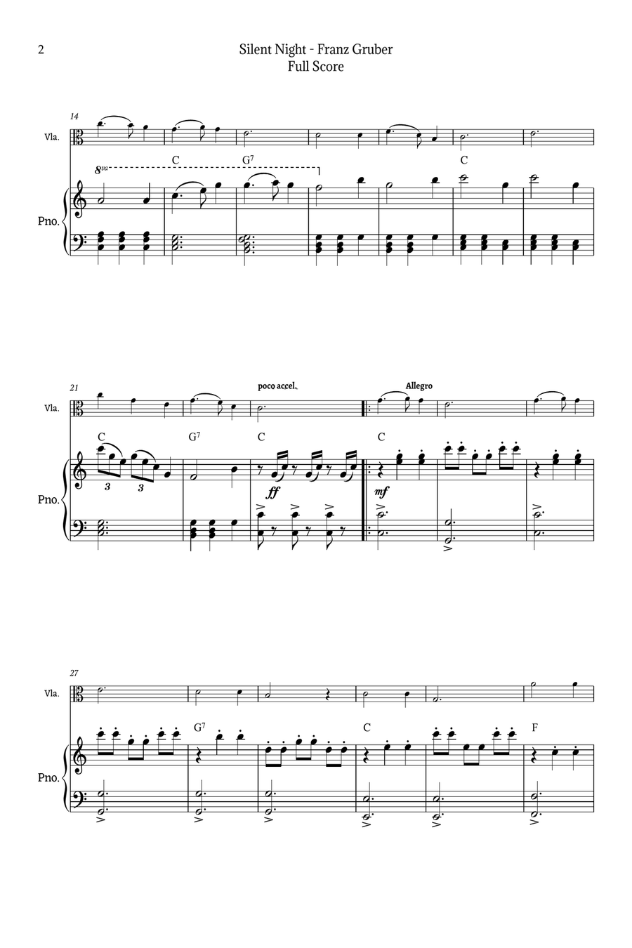 Silent Night for Viola and Piano Chamber Music scores gallery preview page 2