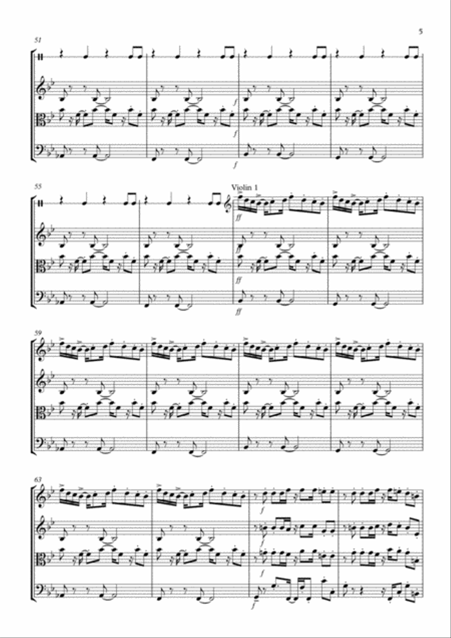Axel F String Quartet scores gallery preview page 5