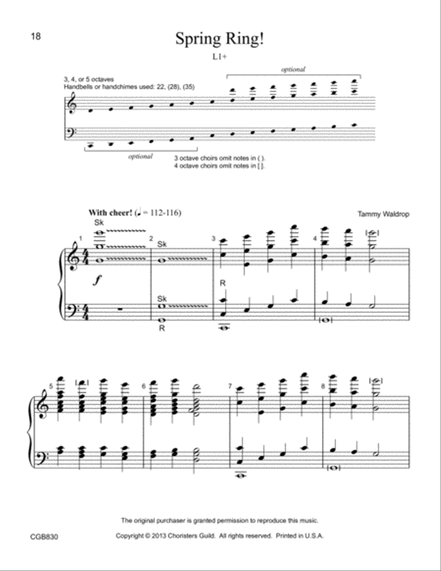 Spring Ring! (3-5 octaves) (Reproducible music for handbells or handchimes 5-Octaves scores gallery preview page 12