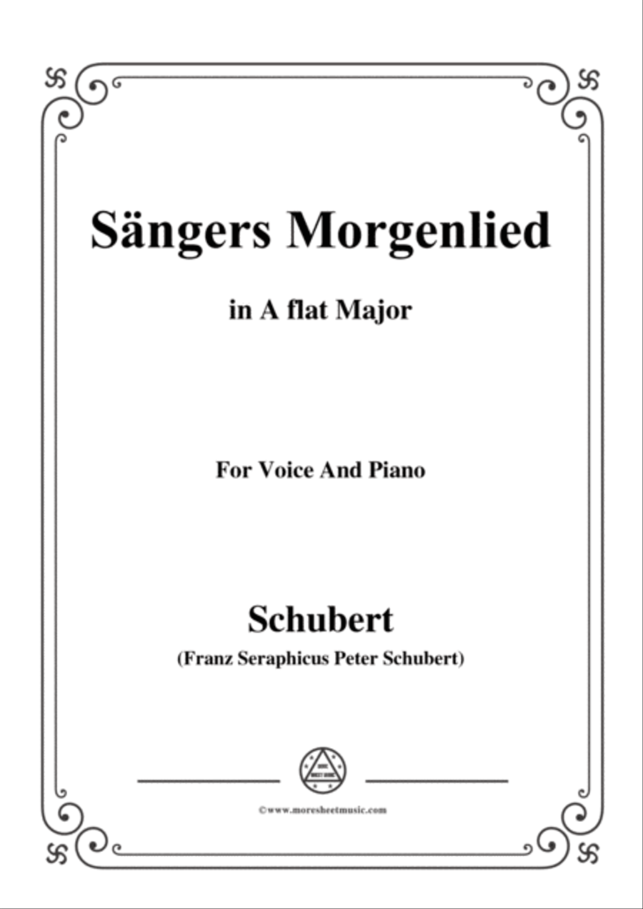 Schubert-Sängers Morgenlied(The Minstrel's Morning Song),D.165,in A flat Major,for Voice&Piano Voice scores gallery preview page 1