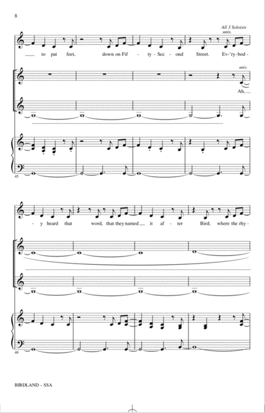 Birdland (arr. Paris Rutherford) SSA scores gallery preview page 6