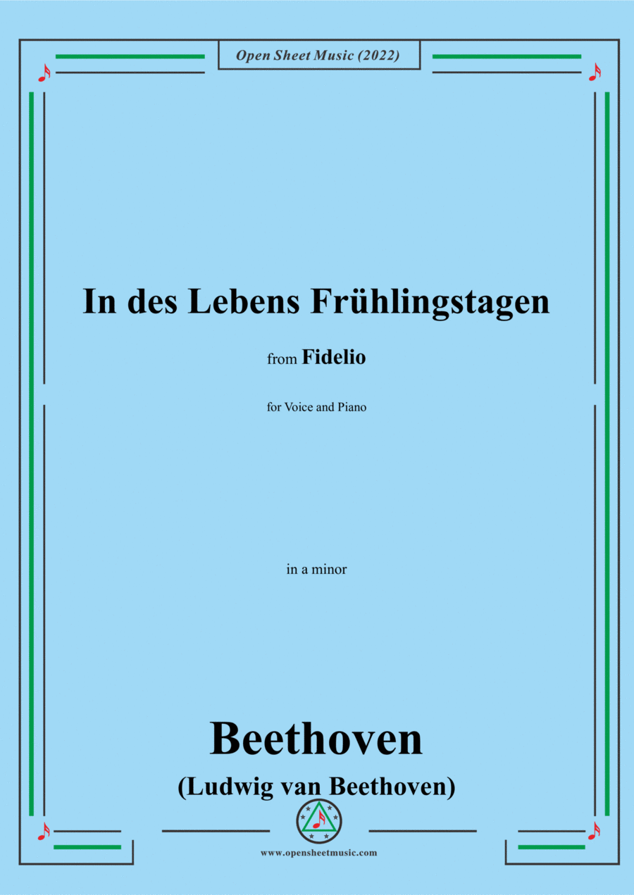 Beethoven-In des Lebens Fruehlingstagen,in a minor,from 'Fidelio,Op.72',for Voice and Piano Voice Solo scores gallery preview page 1