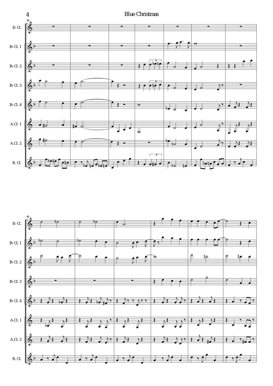Blue Christmas Woodwind Quartet scores gallery preview page 4