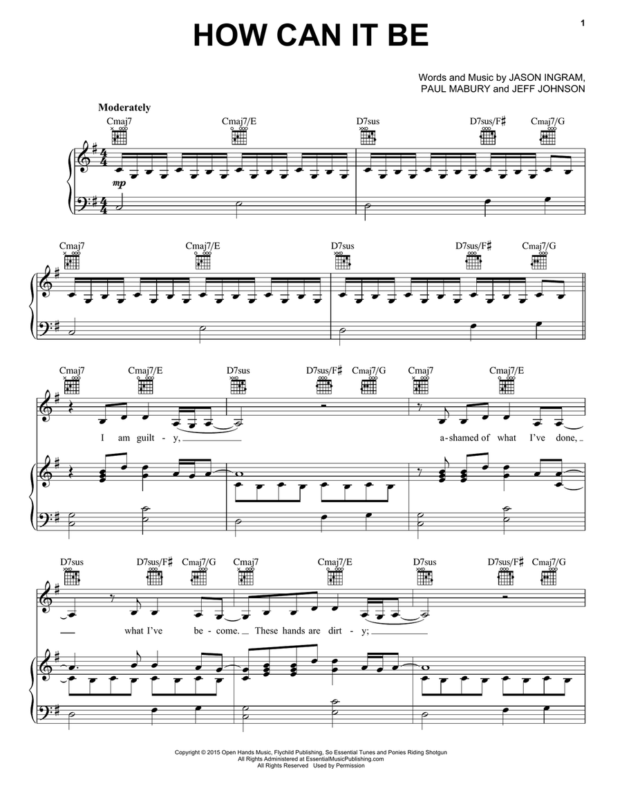 How Can It Be? Piano, Vocal, Guitar scores gallery preview page 1
