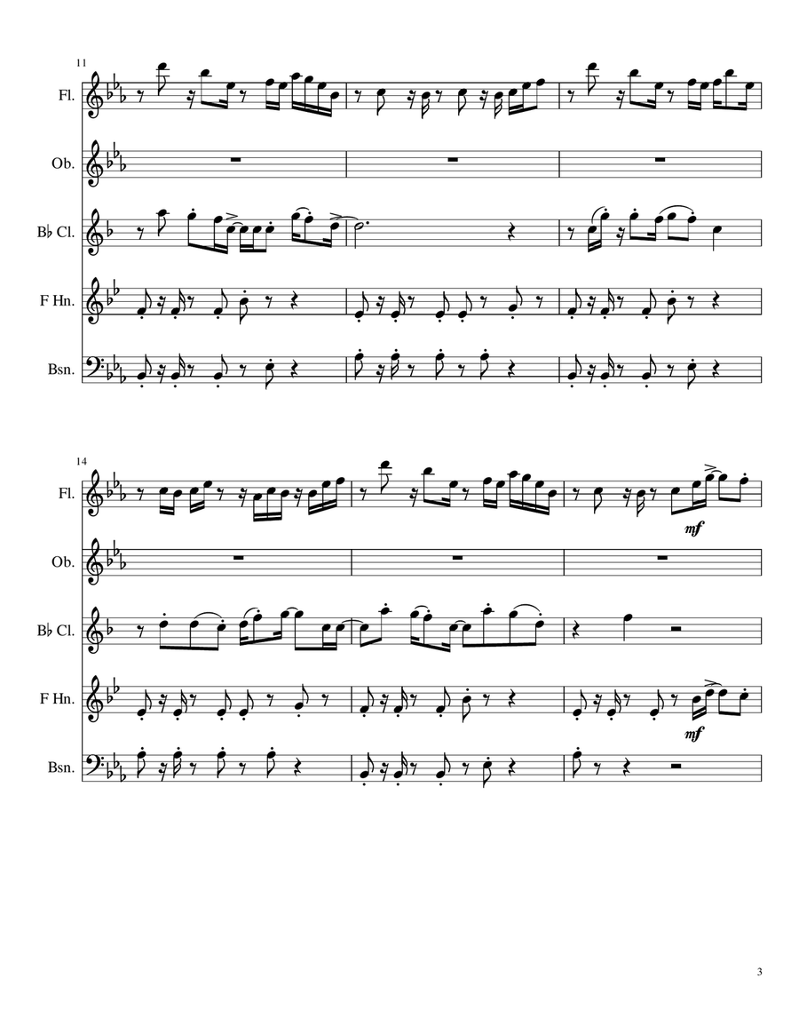 Fireflies Woodwind Quintet scores gallery preview page 3
