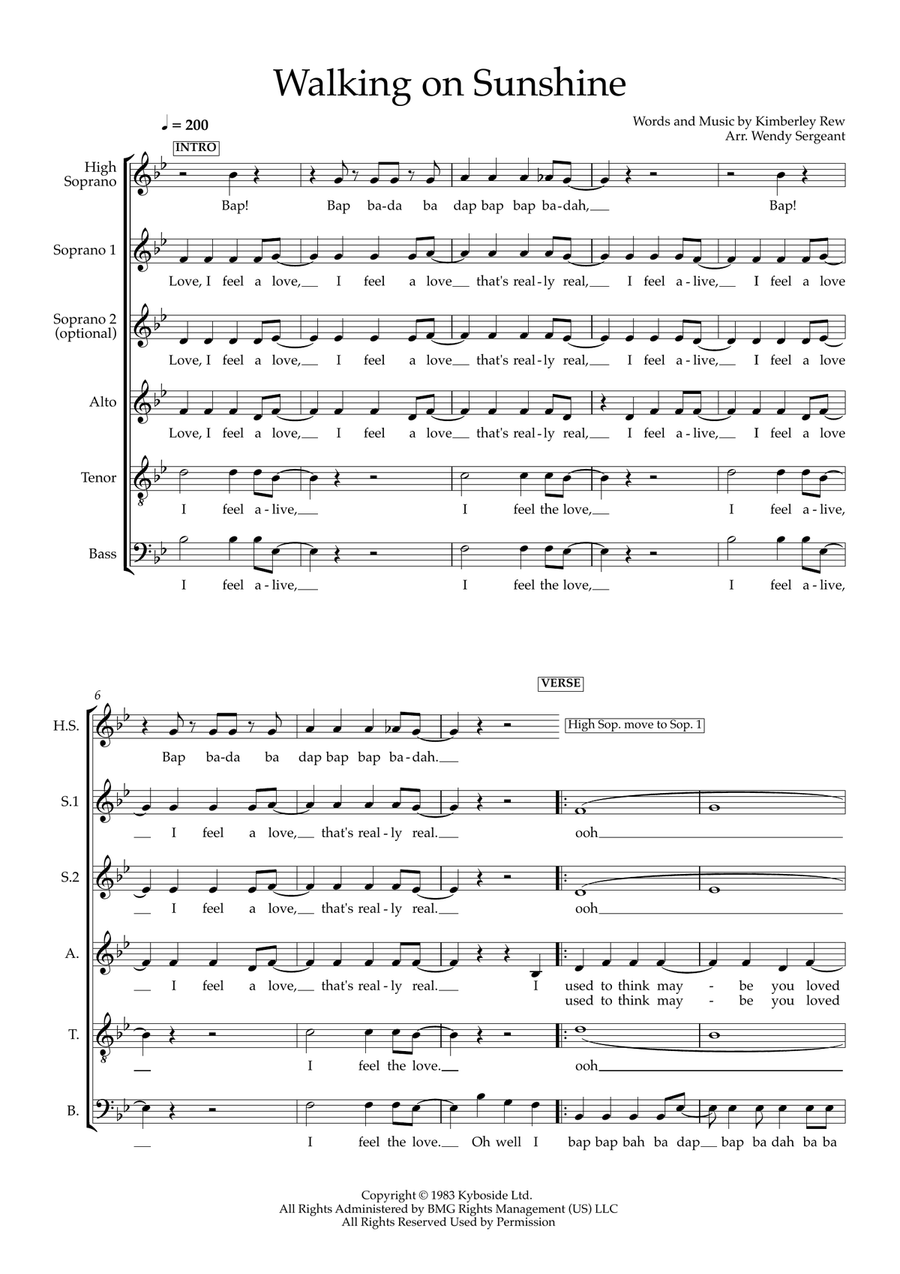 Walking On Sunshine (arr. Wendy Sergeant)