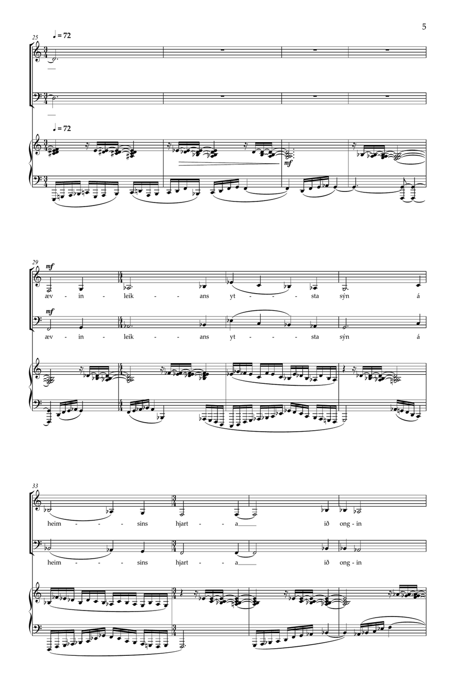 Fjallið, ið blunkaði (The Mountain Who Blinked) (for Alto or Bass) Voice scores gallery preview page 5