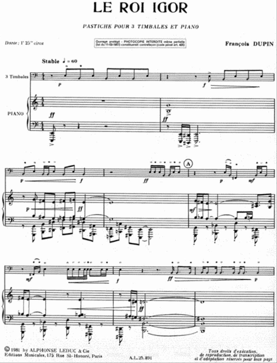 Le Roi Igor, Pastiche (percussion(s) & Piano) Piano Accompaniment scores gallery preview page 2