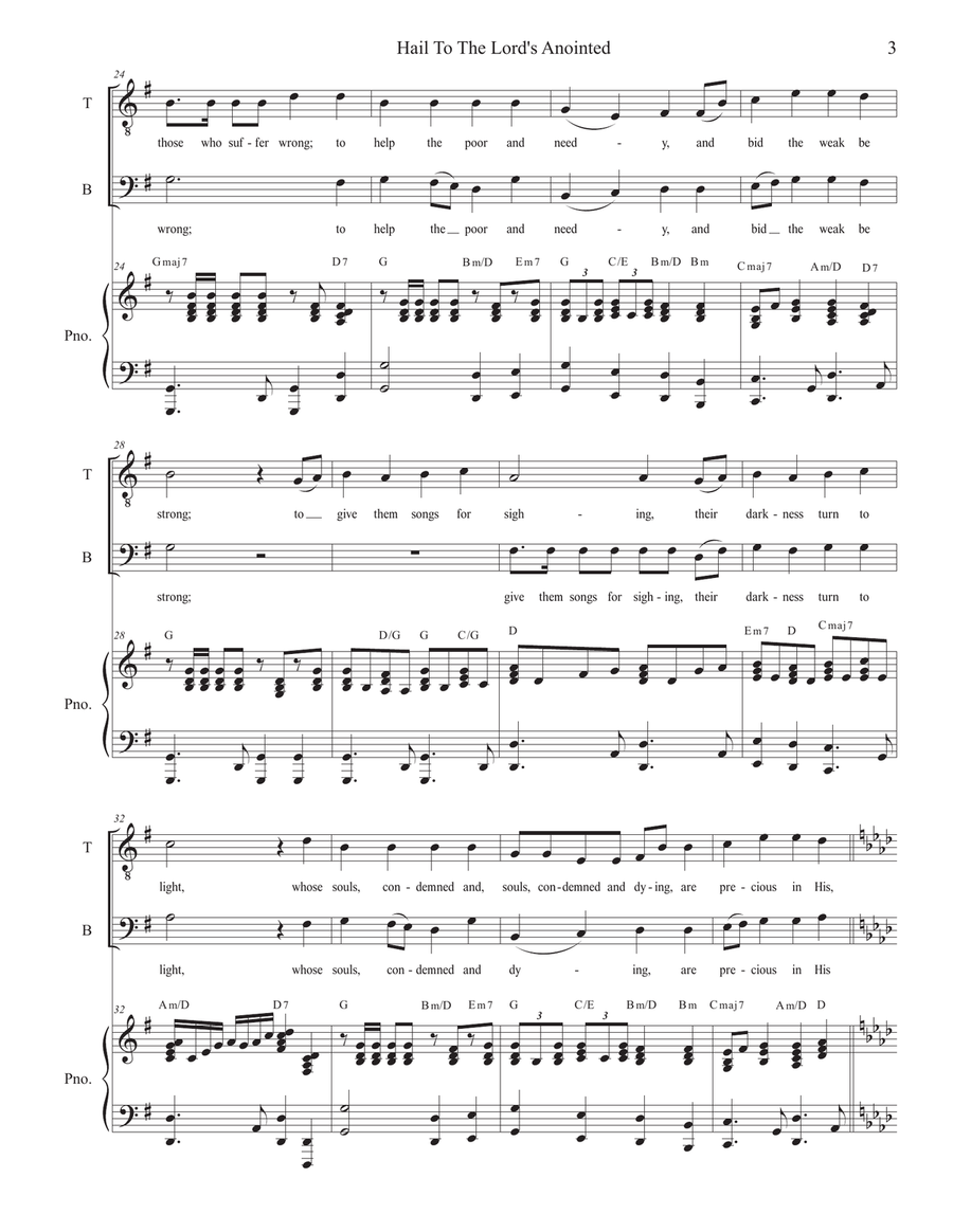 Hail To The Lord's Anointed (Duet for Tenor and Bass solo) - Piano accompaniment) Tenor Voice scores gallery preview page 3
