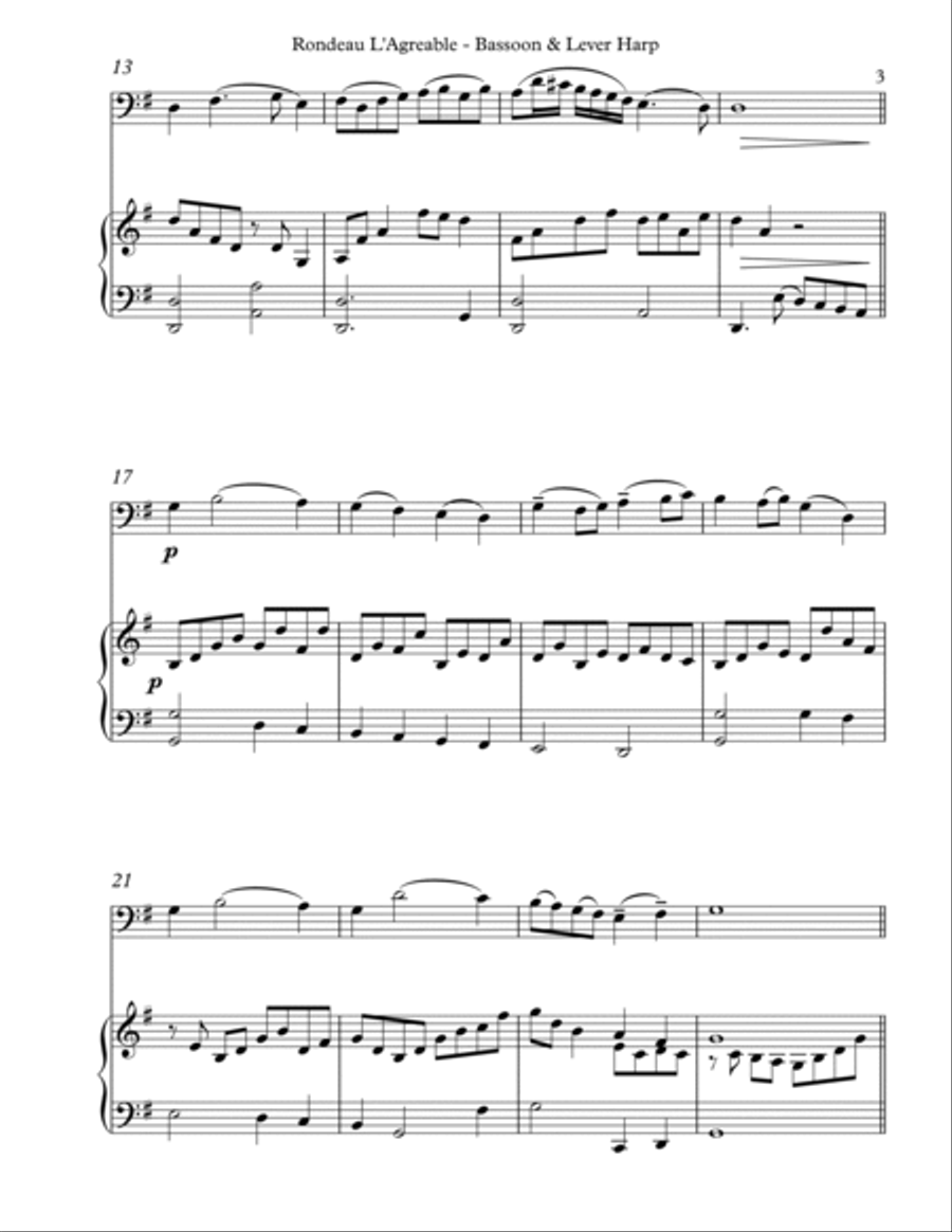 Rondeau L’Agreable, Duet for Bassoon & Lever Harp