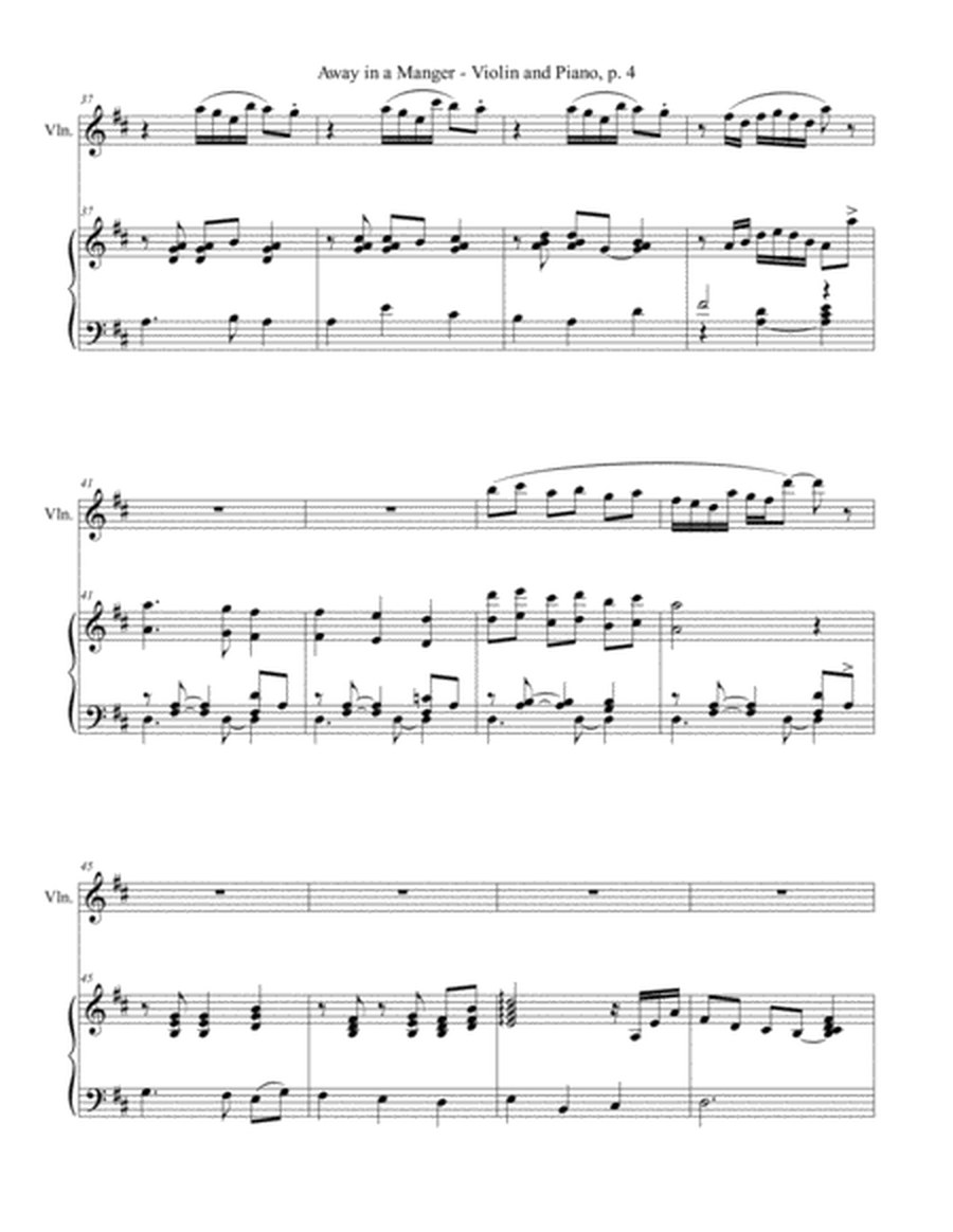 AWAY IN A MANGER, Violin and Piano (Score & Part included) - Arr. by Gary Lanier image number null