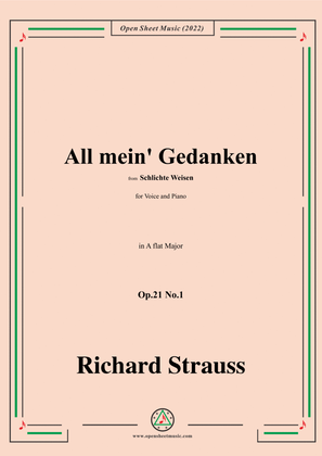 Book cover for Richard Strauss-All mein' Gedanken,Op.21 No.,in A flat Major