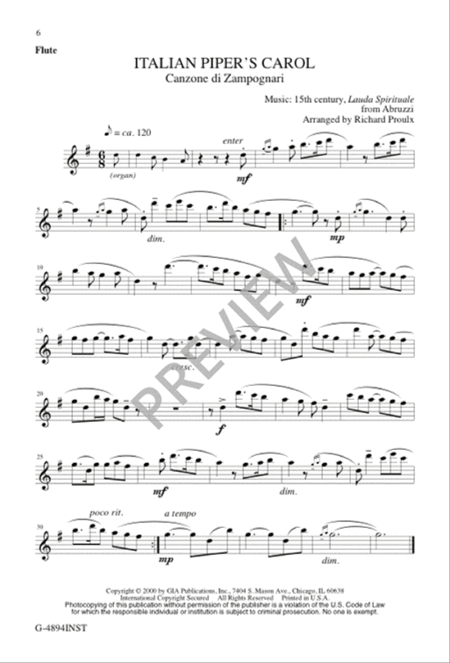 Italian Piper's Carol 2-Part scores gallery preview page 6
