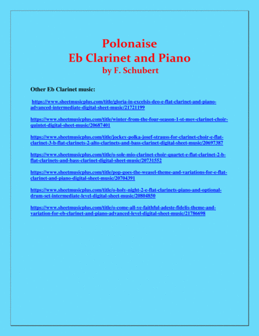 Polonaise - F. Schubert - For E Flat Clarinet and Piano - Intermediate image number null