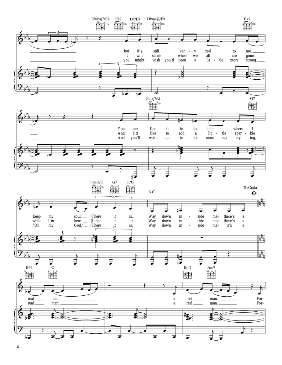 Real Man Piano, Vocal, Guitar scores gallery preview page 4