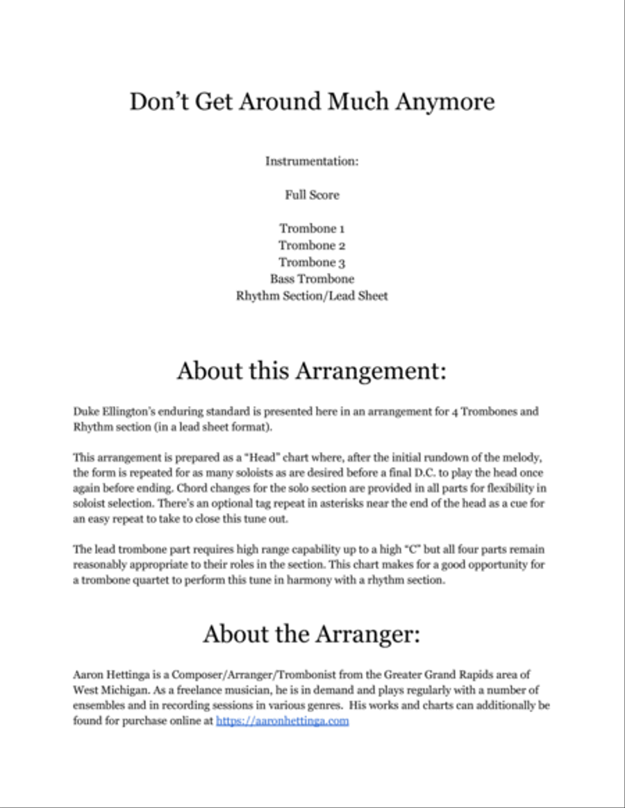 Don't Get Around Much Anymore Trombone scores gallery preview page 2