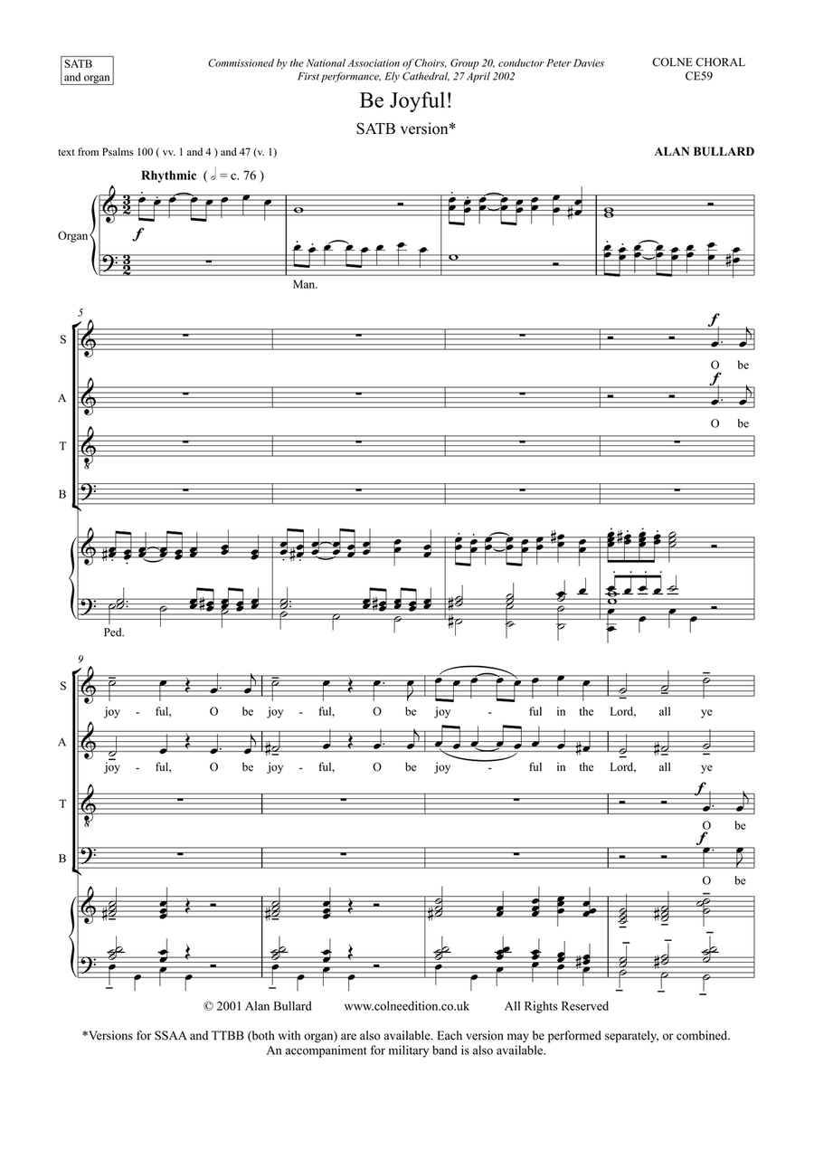 Be Joyful! (for SATB and organ) 4-Part scores gallery preview page 1