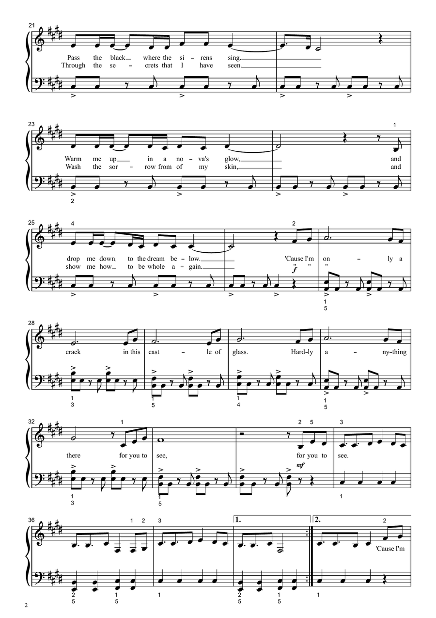Castle Of Glass Easy Piano scores gallery preview page 2