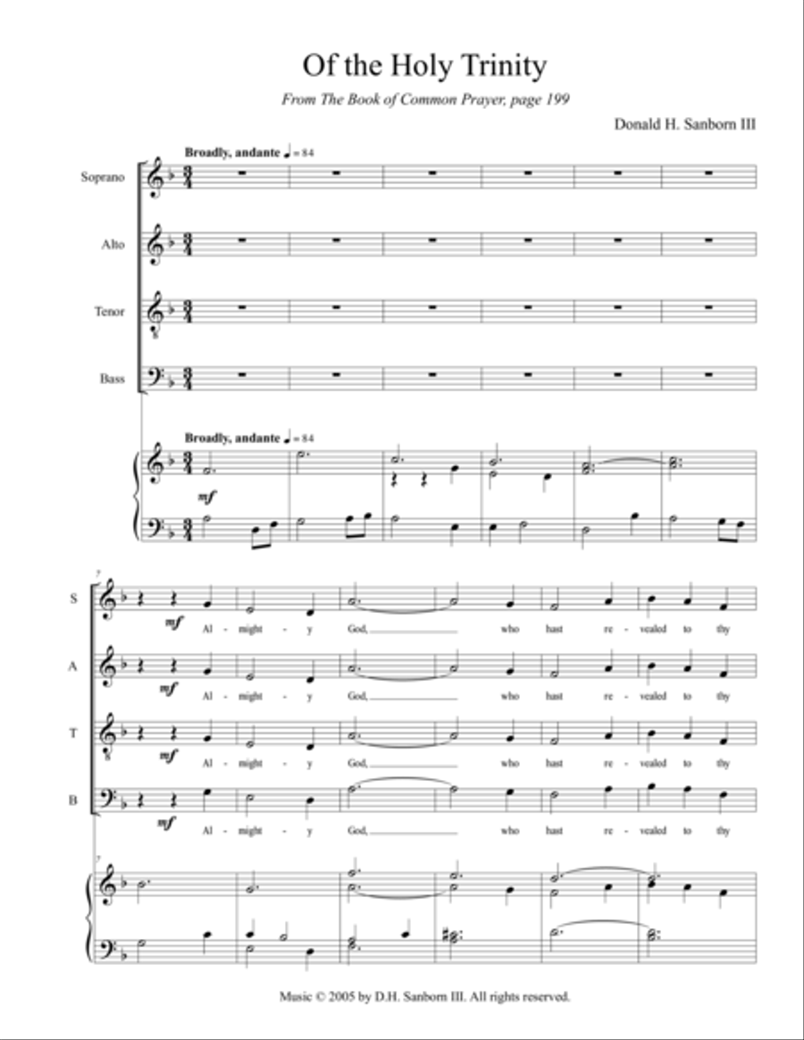 Of the Holy Trinity 4-Part scores gallery preview page 1