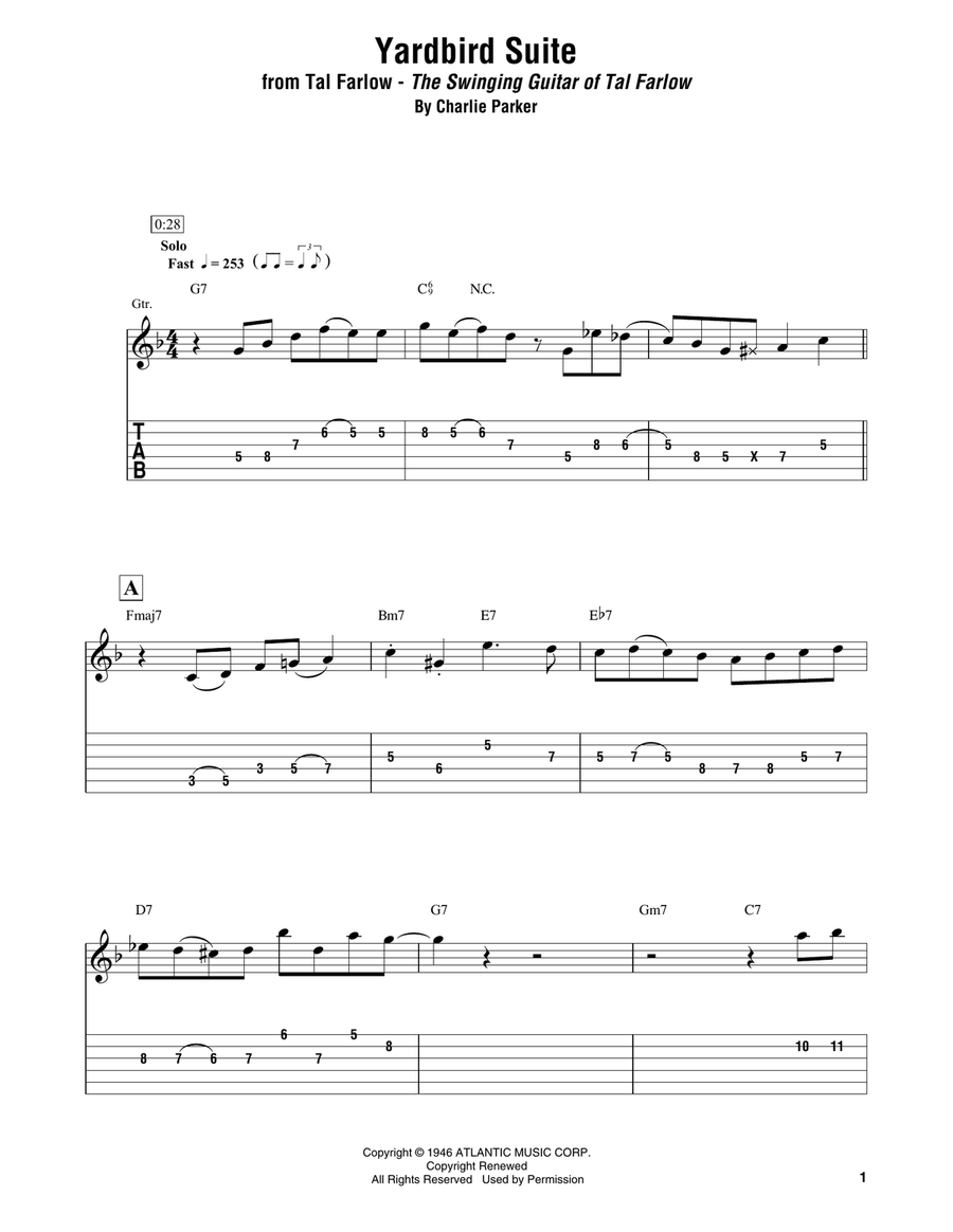 Yardbird Suite Yardbird Suite Electric Guitar scores gallery preview page 1