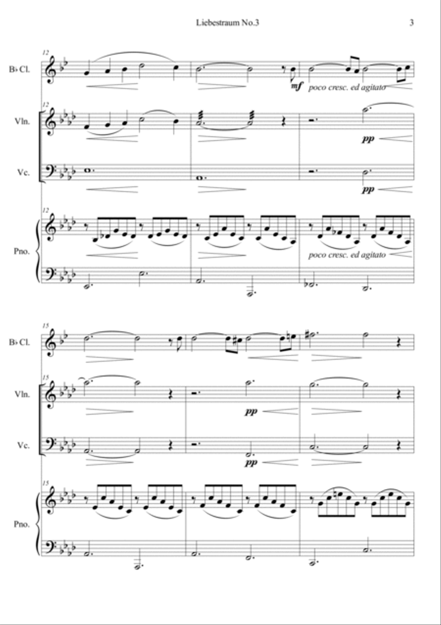 Liebestraum, S.541 No.3 Clarinet scores gallery preview page 3