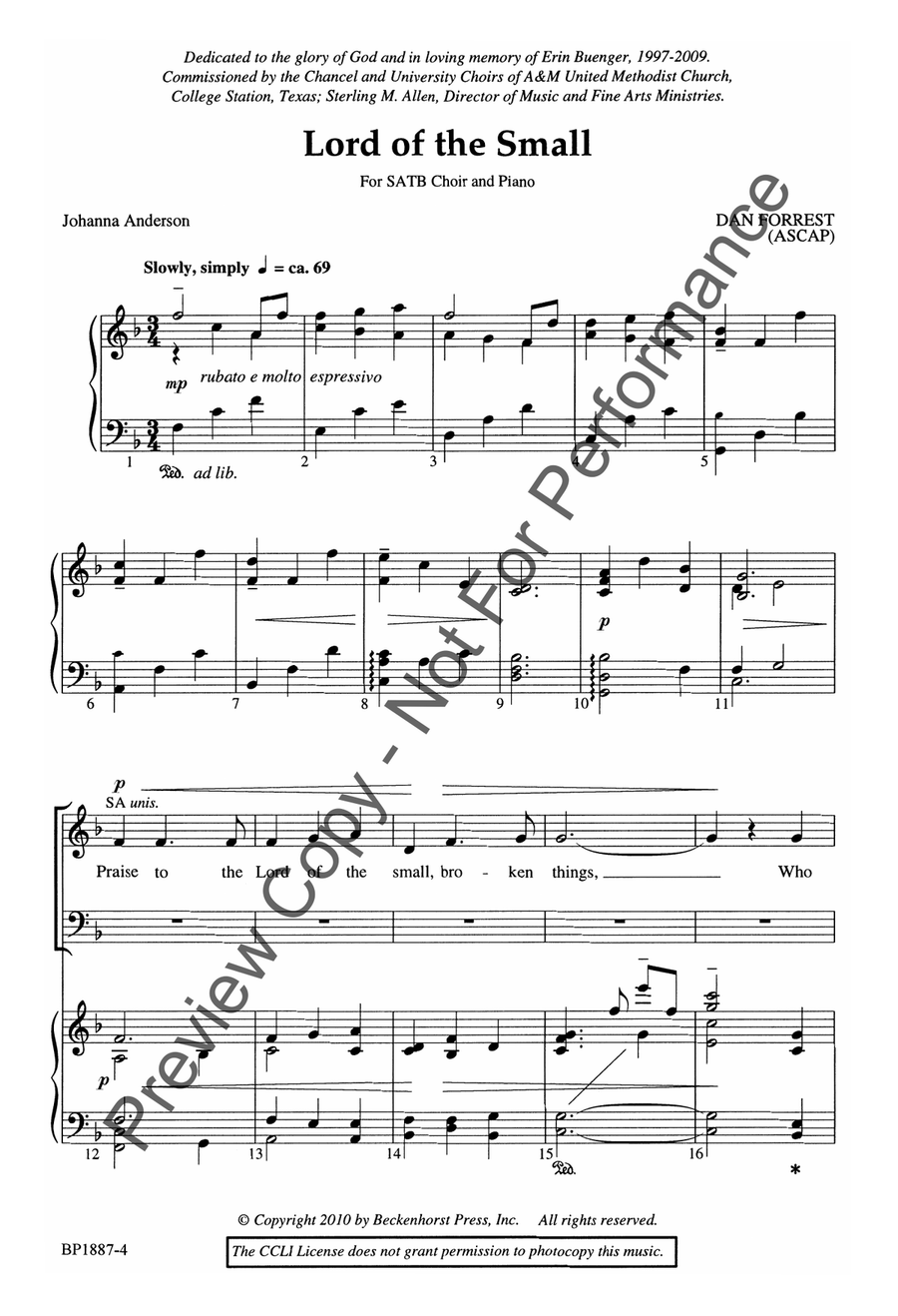 Lord of the Small - SATB 4-Part scores gallery preview page 4