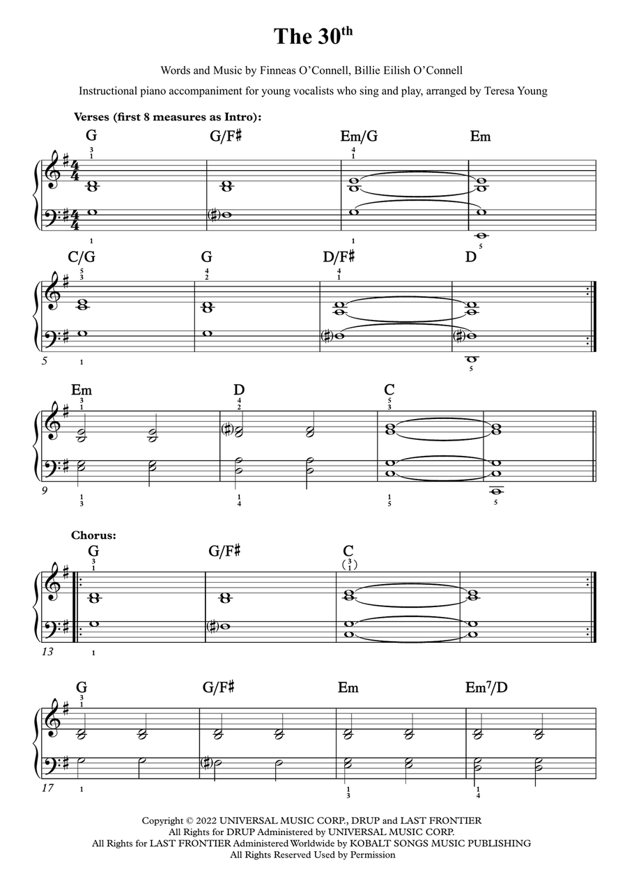 The 30th The 30th Piano, Vocal scores gallery preview page 1