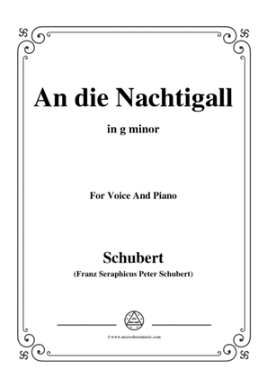 Book cover for Schubert-An die Nachtigall,Op.172 No.3,in g minor,for Voice&Piano