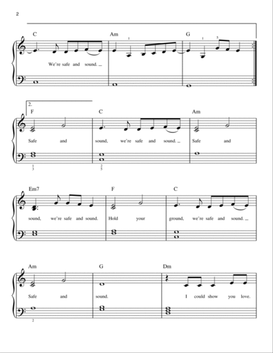 Safe And Sound Safe And Sound Easy Piano scores gallery preview page 2