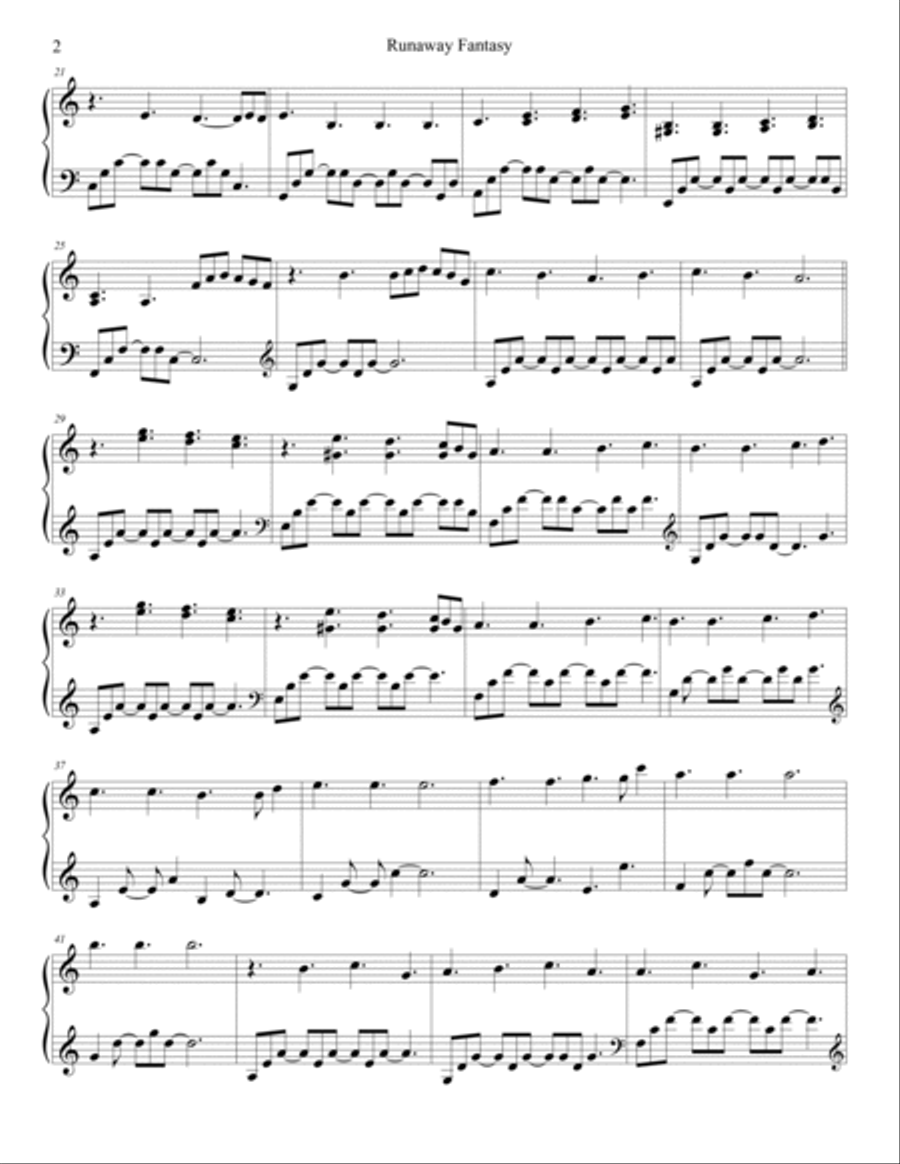 Runaway Fantasy Piano Solo scores gallery preview page 2