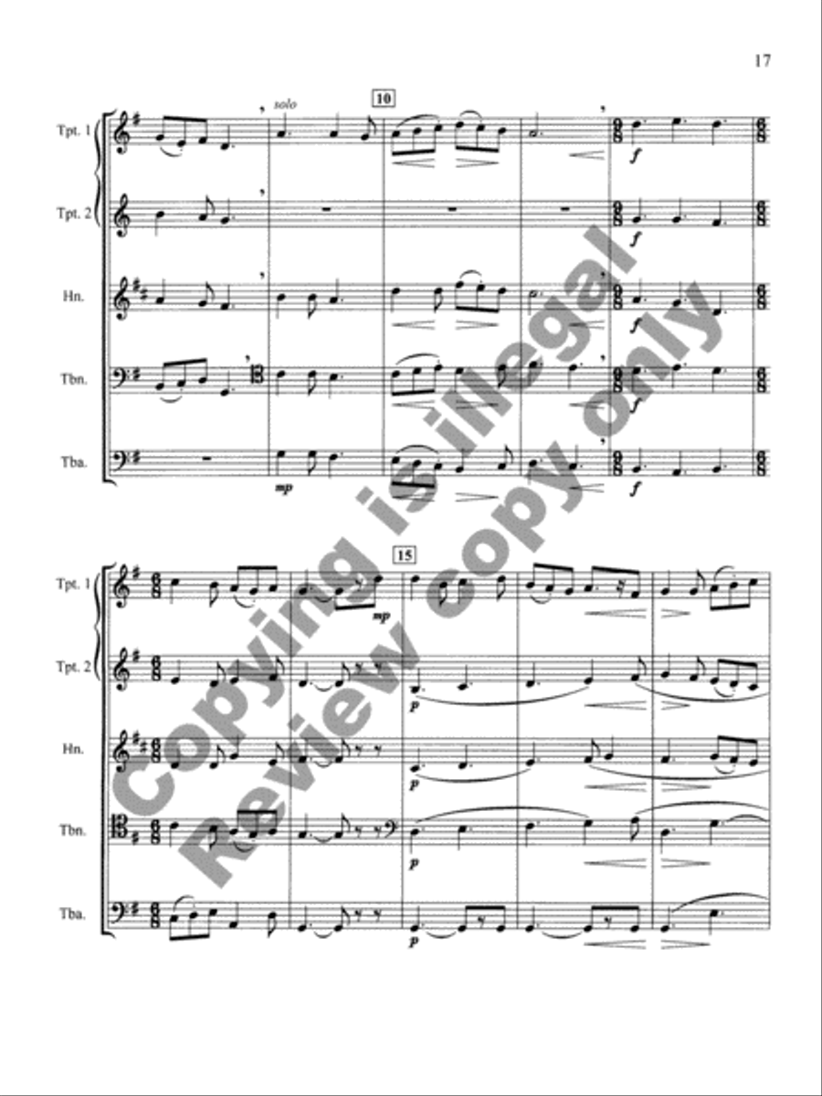 Two Fanfares and a Carol Brass Quintet scores gallery preview page 11